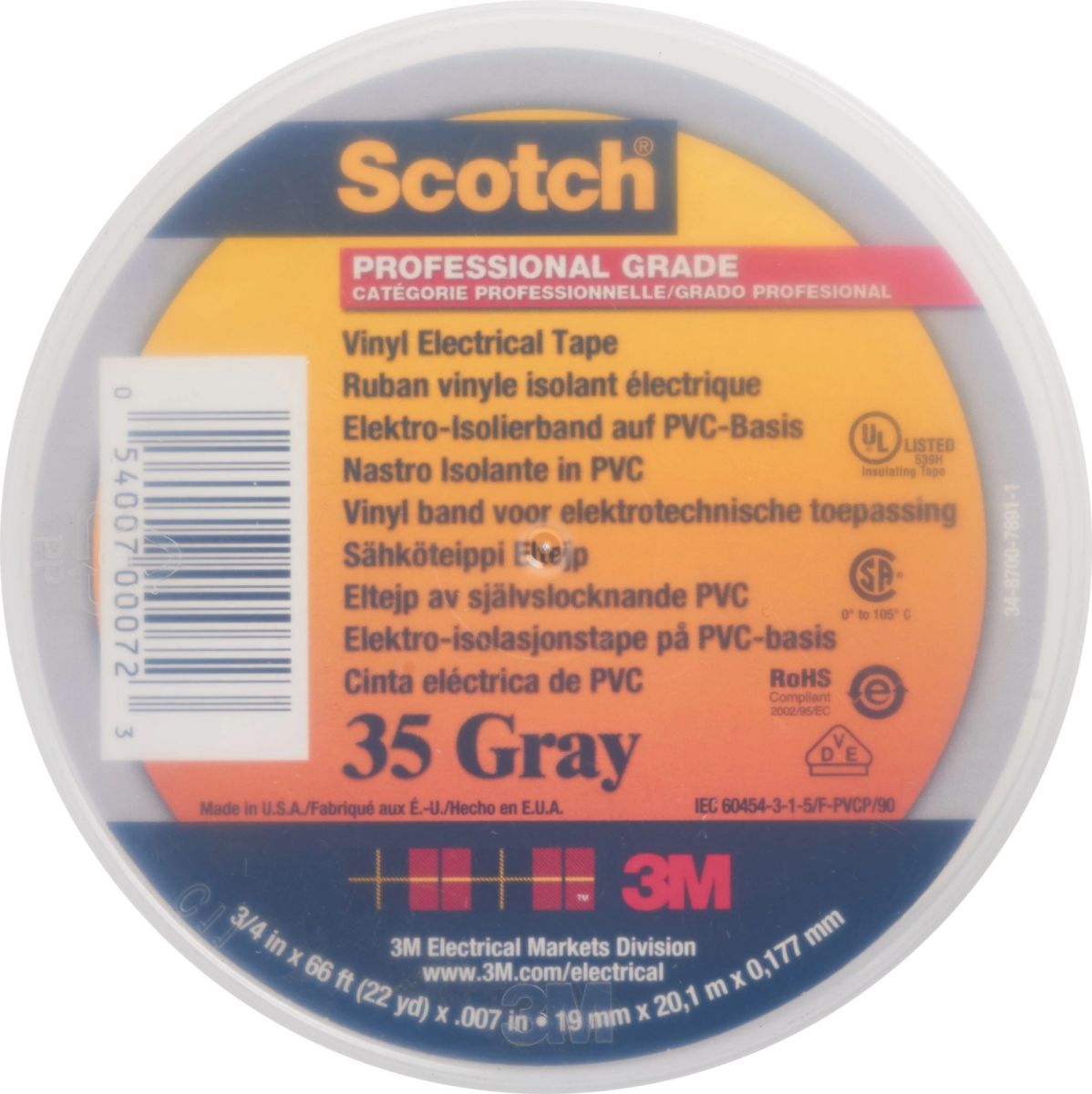 PVC Elektro-Isolierband Scotch 35 19x20 grau PVC Elektro-Isolierband Scotch 35 19x20 grau