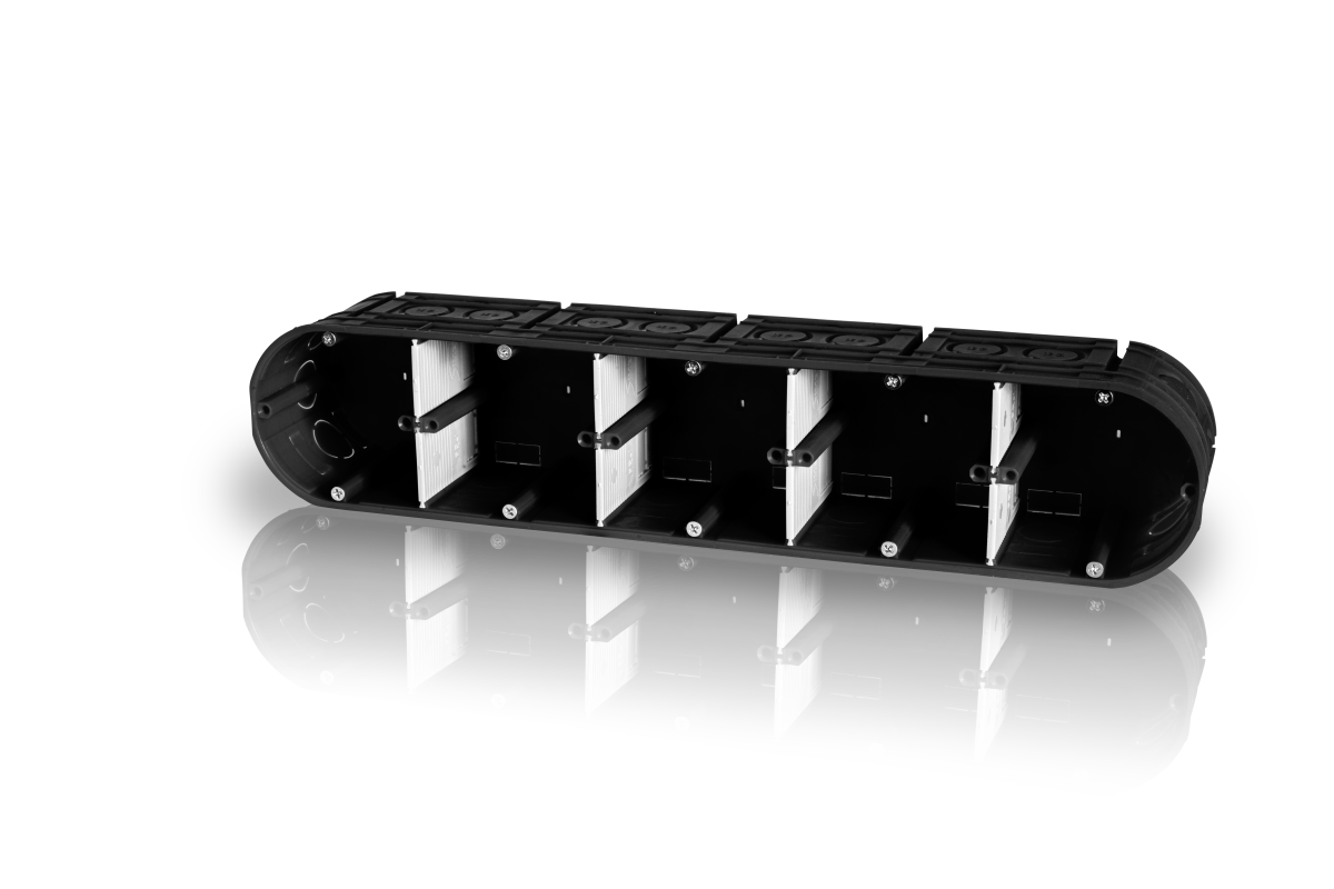 Unterputzgerätedose, massiv, 5-fach 5x Ø 60, t=63mm UP50 Unterputzgerätedose, massiv, 5-fach 5x Ø 60, t=63mm UP50
