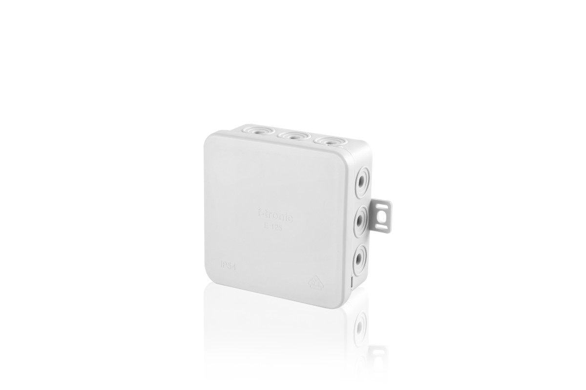 FR-Abzweigkasten IP54, 75x75x40, grau E125 FR-Abzweigkasten IP54, 75x75x40, grau E125