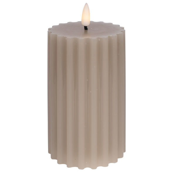 LED-Echtwachskerzen FLAMME STRIPE 1 warmweiße flackernde LED H150 Ø75 beige LED-Echtwachskerzen FLAMME STRIPE 1 warmweiße flackernde LED H150 Ø75 beige