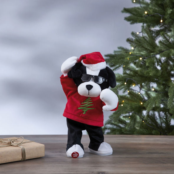 Weihnachtshund mit Bewegungen und Musik Weihnachtshund mit Bewegungen und Musik