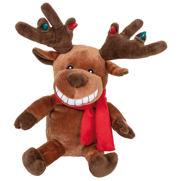Weihnachtsrentier singendes grinsendes und tanzendes Rentier Weihnachtsrentier singendes grinsendes und tanzendes Rentier