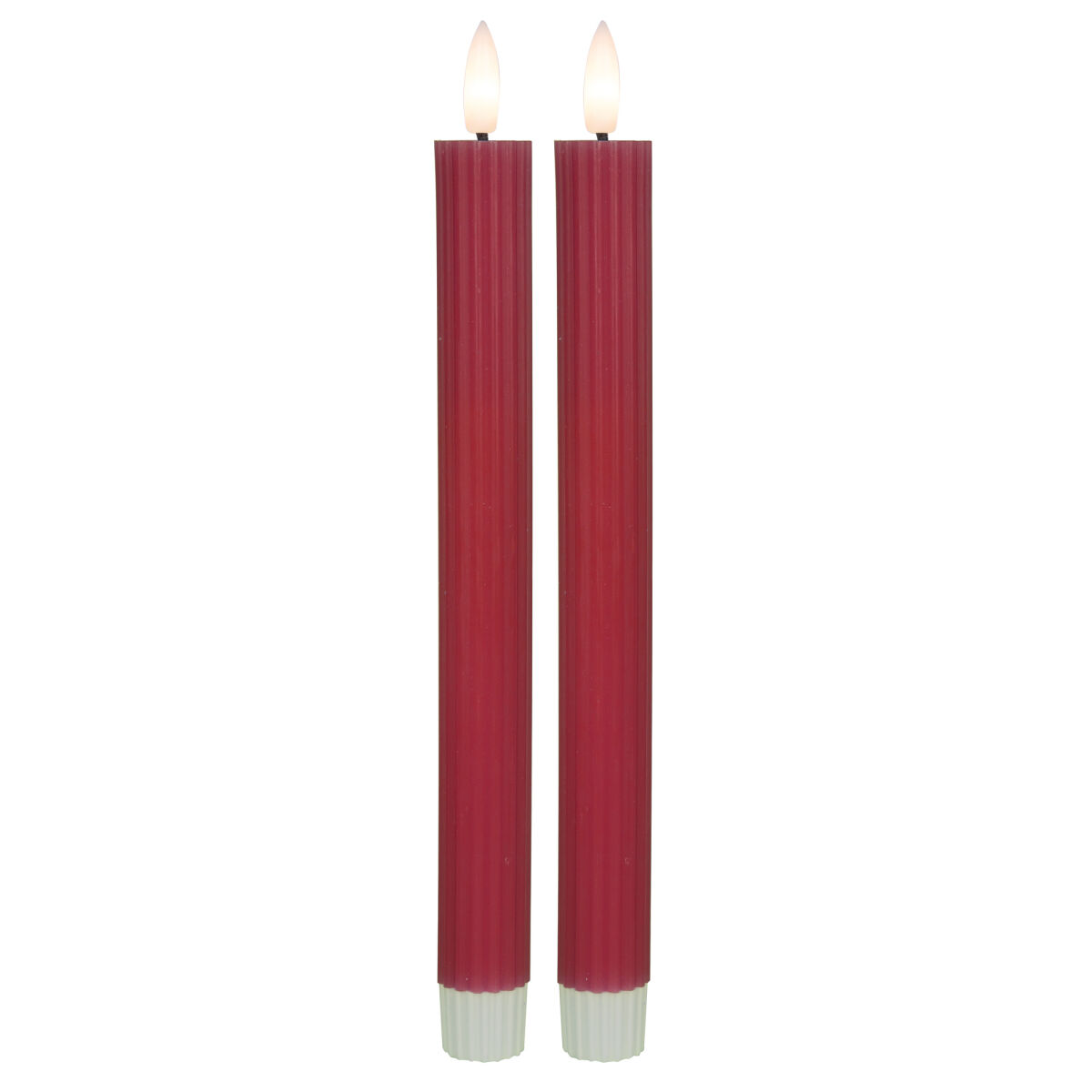 LED-Echtwachskerzen FLAMME STRIPE1 warmweiße flackernde LED 2er-Set H250 Ø21 rot