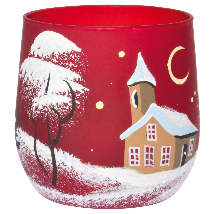 Teelichthalter Winterlandschaft rot Teelichthalter Winterlandschaft rot