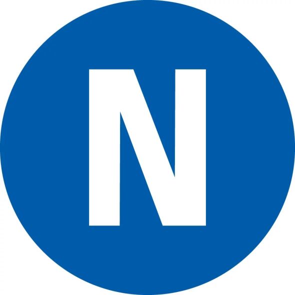 Leiterkennzeichen Neutralleiter N blau-weiß PET laminiert Folie selbstklebend d=12,5 mm 12 St./Bogen Leiterkennzeichen Neutralleiter N blau-weiß PET laminiert Folie selbstklebend d=12,5 mm 12 St./Bogen