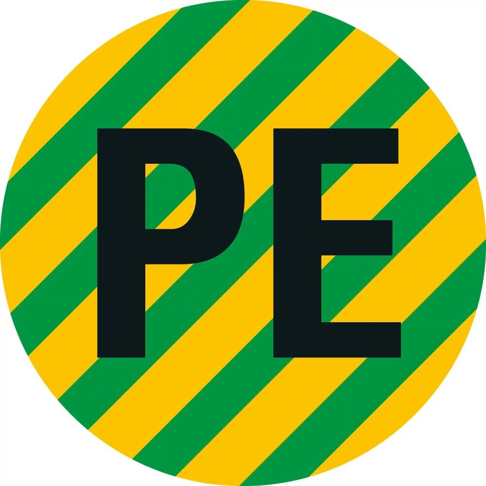 Leiterkennzeichen Schutzleiter PE gelb-grün PET laminiert Folie selbstklebend d=16 mm 500 St./Rolle Leiterkennzeichen Schutzleiter PE gelb-grün PET laminiert Folie selbstklebend d=16 mm 500 St./Rolle