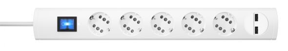 Steckdosenleiste 5-fach mit 2x USB