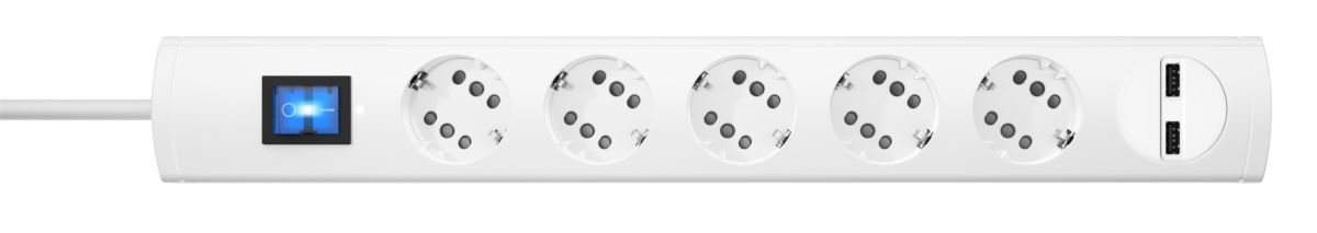 Steckdosenleiste 5-fach mit 2x USB