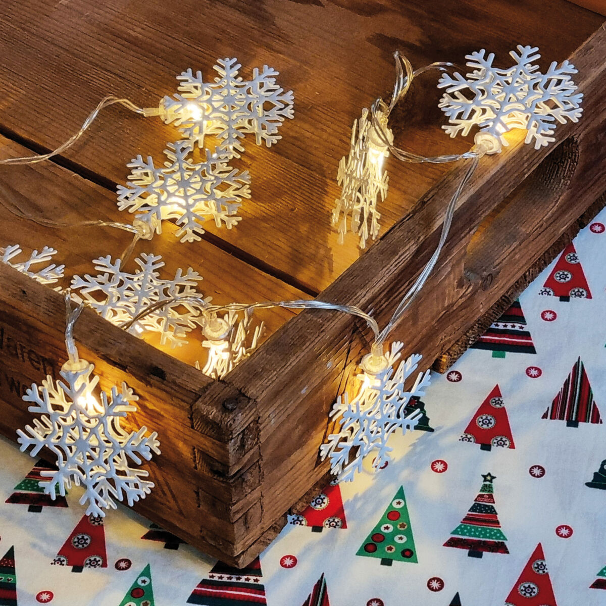 LED-Minilichterkette 10 warmweiße LEDs Flocken LED-Minilichterkette 10 warmweiße LEDs Flocken