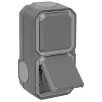 Plexo New 069744L grau Steckdose 2-fach senkrecht