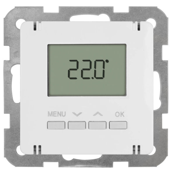Raumthermostat UP 55x55 mm LCD-Display reinweiss Raumthermostat UP 55x55 mm LCD-Display reinweiss