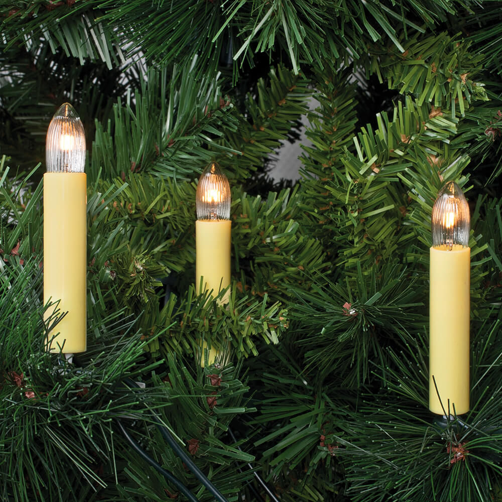LED-Weihnachtsbaumkette 30-flammig elfenbein Topkerze klare geriffelte Birne LED-Weihnachtsbaumkette 30-flammig elfenbein Topkerze klare geriffelte Birne
