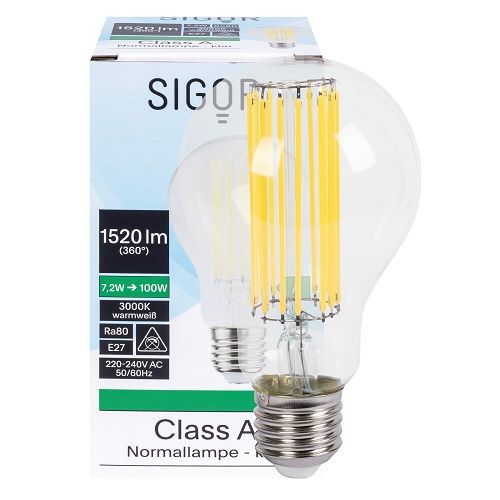 LED-Filament-Lampe AGL-Form klar E27 3000K 7,2W (100W), 1.520 lm LED-Filament-Lampe AGL-Form klar E27 3000K 7,2W (100W), 1.520 lm