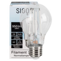 LED-Filament-Lampe SNOW AGL-Form klar E27 2700K 9W 68W 950 lm