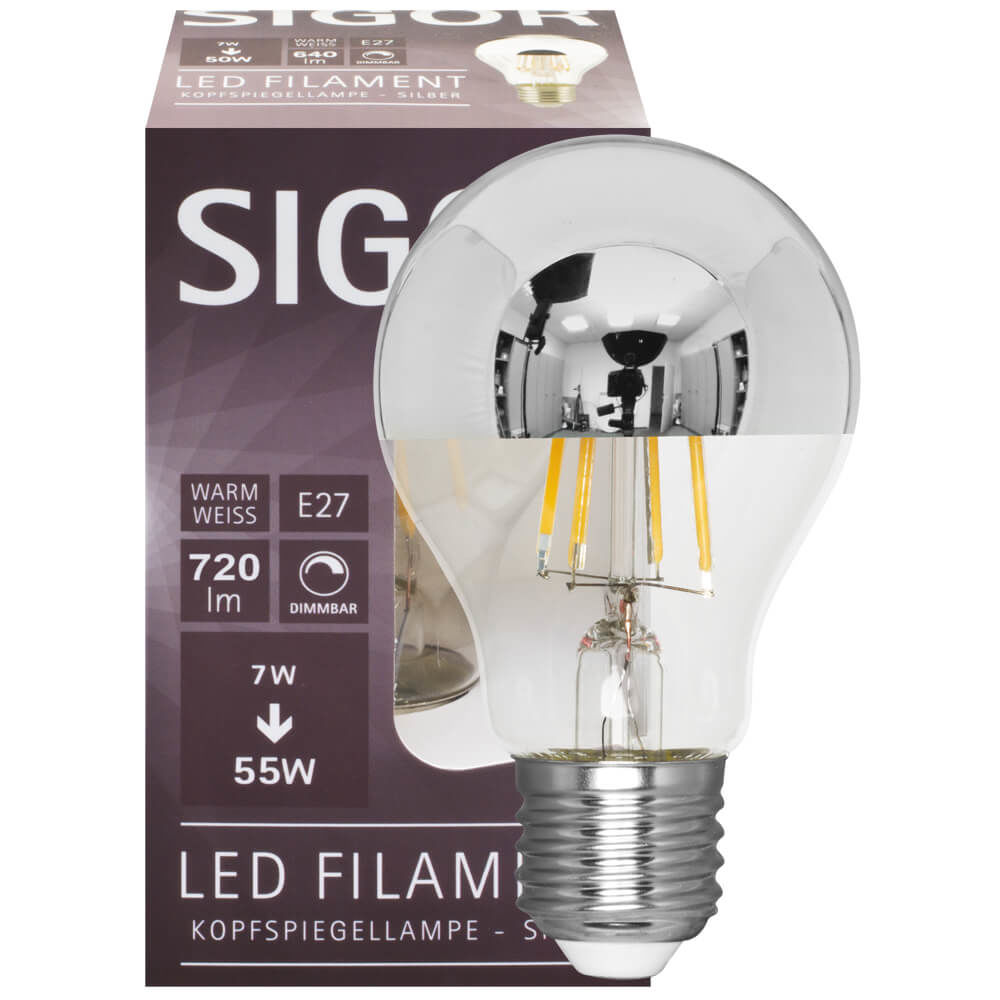 LED-Filamentlampe 7,0W E27 680lm Spiegelkopf dimmbar LED-Filamentlampe 7,0W E27 680lm Spiegelkopf dimmbar
