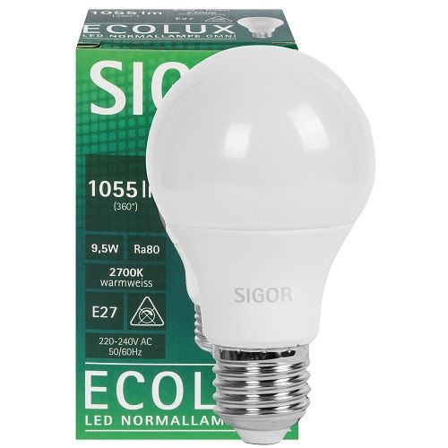 LED-Lampe ECOLUX AGL-Form E27 2700K 9,5W 1055lm LED-Lampe ECOLUX AGL-Form E27 2700K 9,5W 1055lm