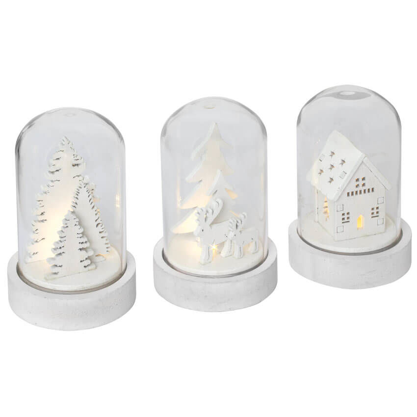 Glaskuppel KUPOL 3er-Set je 1 warmweiße LED Glaskuppel KUPOL 3er-Set je 1 warmweiße LED