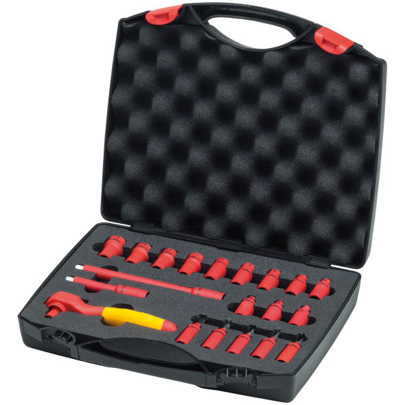 VDE-Steckschlüsselsatz 20-teiligim Kunststoffkoffer 1/4 VDE-Steckschlüsselsatz 20-teiligim Kunststoffkoffer 1/4
