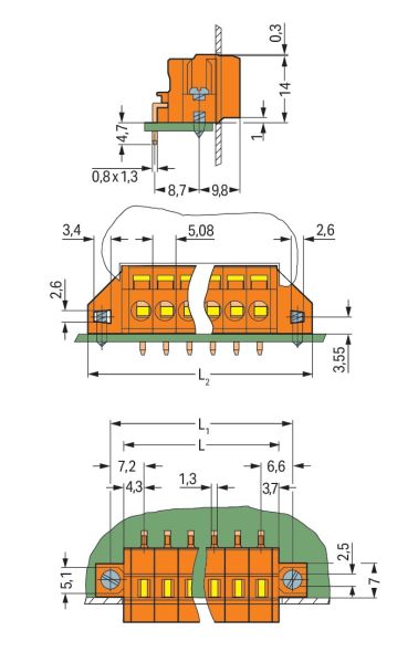 Leiterplattenklemme 231-636/017-000 Leiterplattenklemme 231-636/017-000