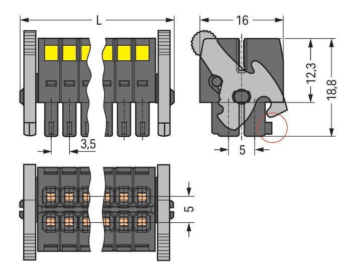 1-LeiterFederleiste2reihig 713-1111/037-047