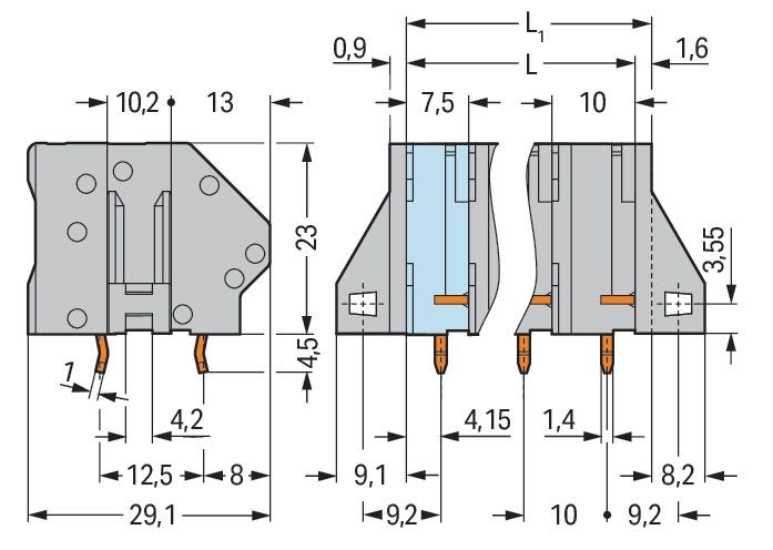 Leiterplattenklemme,6 mm² 7451354000009990000