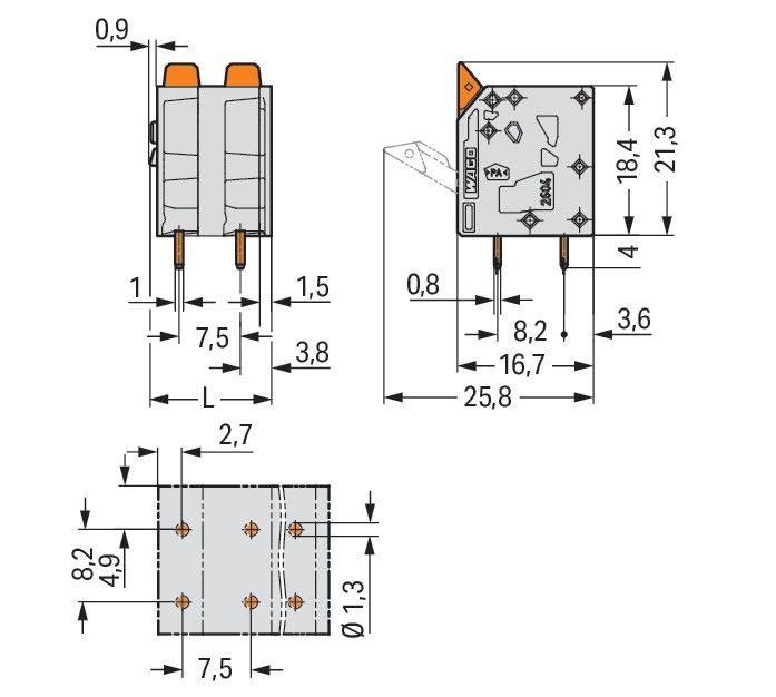 Leiterplattenklemme Hebel 2604-3309