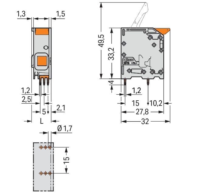 Leiterplattenklemme Hebel 2616-1#4055143842952