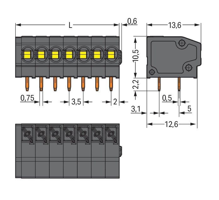 THR-Leiterplattenklemme 805-308/200-604/997-