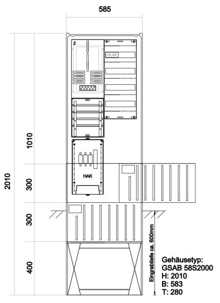 Zähleranschlußsäule 39.00.1P11V4 Zähleranschlußsäule 39.00.1P11V4