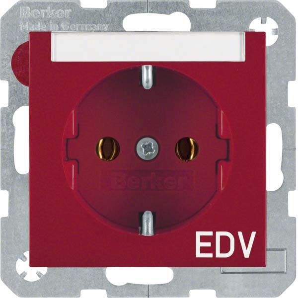SCHUKO-Steckdose 47508915 rot glänzend Aufdruck EDV SCHUKO-Steckdose 47508915 rot glänzend Aufdruck EDV