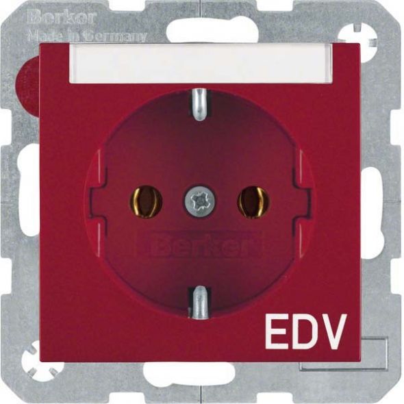 SCHUKO-Steckdose 47508915 rot glänzend Aufdruck EDV SCHUKO-Steckdose 47508915 rot glänzend Aufdruck EDV