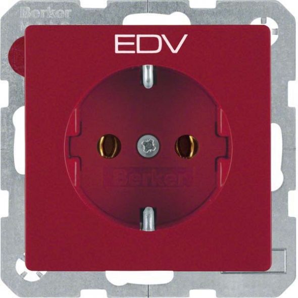 SCHUKO-Steckdose 47436022 rot samt Aufdruck EDV SCHUKO-Steckdose 47436022 rot samt Aufdruck EDV