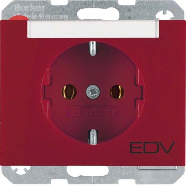 SCHUKO-Steckdose 47397115 rot glänzend Aufdruck EDV SCHUKO-Steckdose 47397115 rot glänzend Aufdruck EDV