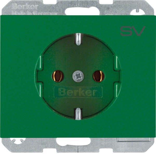 SCHUKO-Steckdose 47157113 grün glänzend Aufdruck SV SCHUKO-Steckdose 47157113 grün glänzend Aufdruck SV