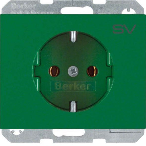 SCHUKO-Steckdose 47157113 grün glänzend Aufdruck SV SCHUKO-Steckdose 47157113 grün glänzend Aufdruck SV