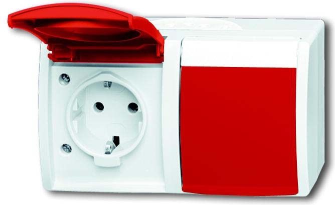 Steckdose,roter Klappdecke 20/2 EW/DVN-54 Steckdose,roter Klappdecke 20/2 EW/DVN-54