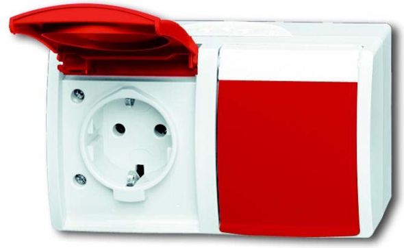 Steckdose,roter Klappdecke 20/2 EW/DVN-54 Steckdose,roter Klappdecke 20/2 EW/DVN-54