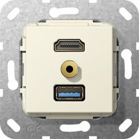 UP Tragring HDMI und USB A 568001 cremeweiß glänzend