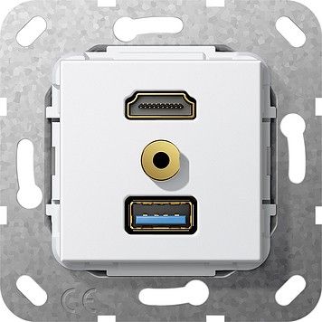 UP Tragring HDMI und USB A 568103 reinweiß glänzend