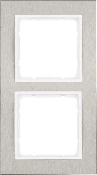 Rahmen 2-fach 10223609 edelstahl polarweiß matt Rahmen 2-fach 10223609 edelstahl polarweiß matt