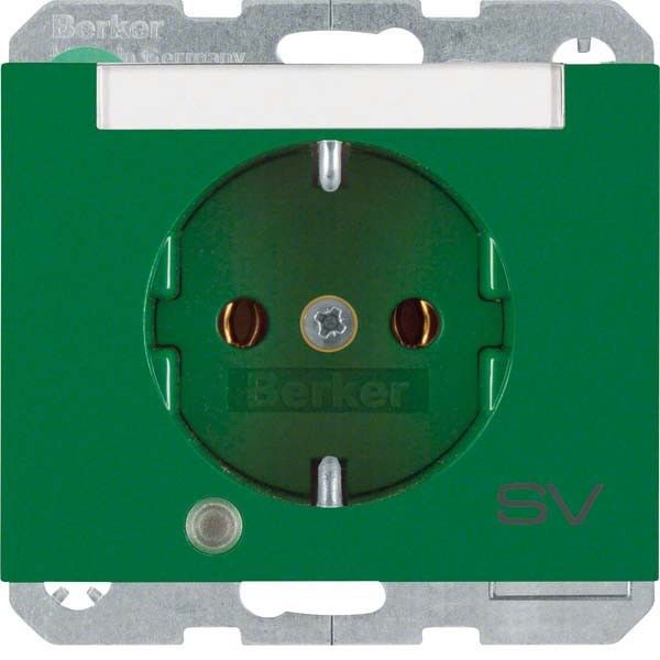 SCHUKO-Steckdose 41107113 grün glänzend Aufdruck SV SCHUKO-Steckdose 41107113 grün glänzend Aufdruck SV