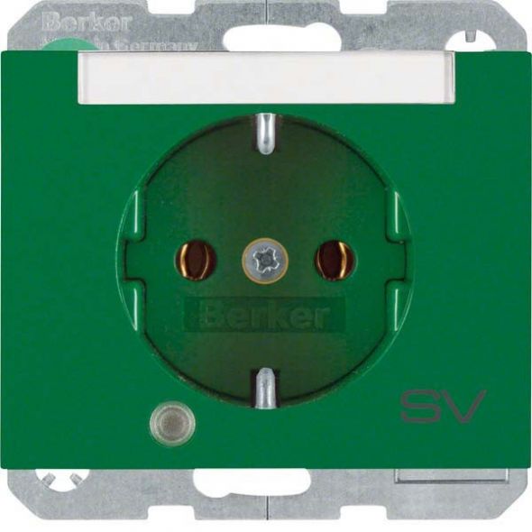 SCHUKO-Steckdose 41107113 grün glänzend Aufdruck SV SCHUKO-Steckdose 41107113 grün glänzend Aufdruck SV
