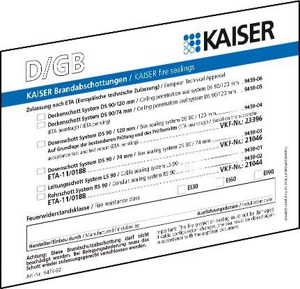 9473-92 Schott-Kennzeichnungsschild 9473-92 Schott-Kennzeichnungsschild