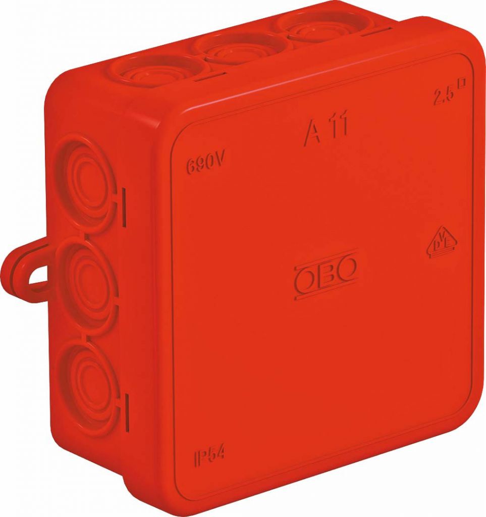 Kabelabzweigkasten A 11 HF rot 85x85mm Kabelabzweigkasten A 11 HF rot 85x85mm