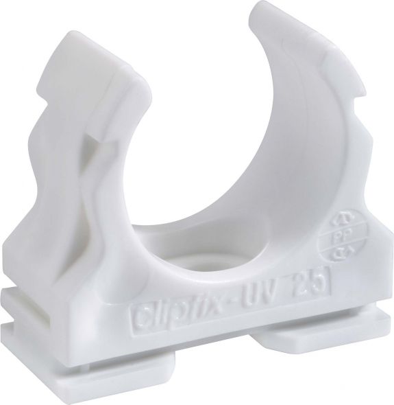 Kunststoffklemmschelle clipfix-UV 25mm weiß Kunststoffklemmschelle clipfix-UV 25mm weiß