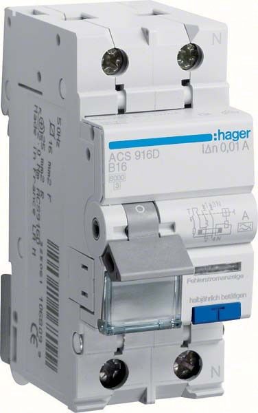 FI/LS-Schalter ACS916D 2-polig B16A 10mA Typ A FI/LS-Schalter ACS916D 2-polig B16A 10mA Typ A