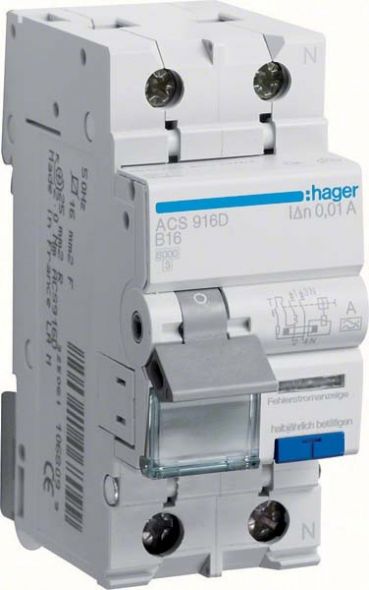 FI/LS-Schalter ACS916D 2-polig B16A 10mA Typ A FI/LS-Schalter ACS916D 2-polig B16A 10mA Typ A