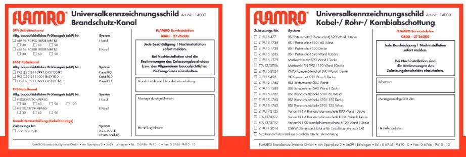 Kennzeichnungsschild 14000 Kennzeichnungsschild 14000