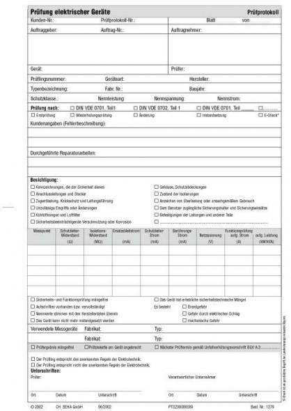 1279 Prüfprotokoll 0701/0702 50 Blatt 1279 Prüfprotokoll 0701/0702 50 Blatt