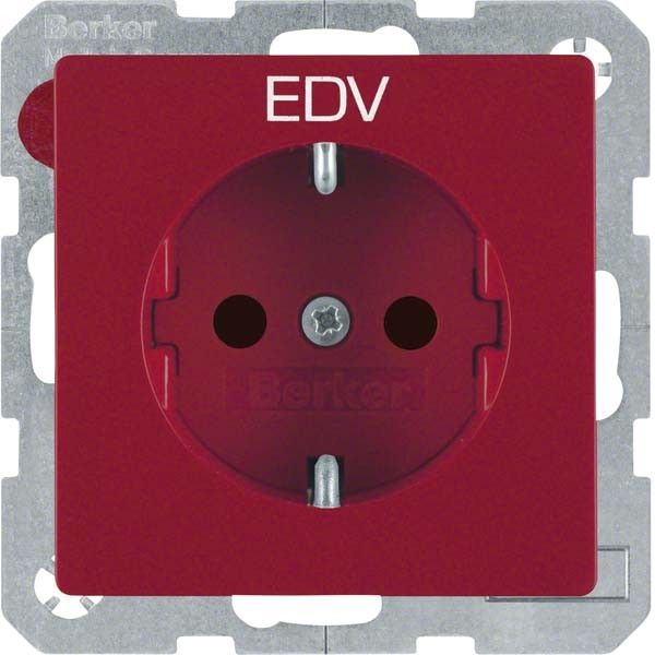 SCHUKO-Steckdose 47236022 rot samt Aufdruck EDV SCHUKO-Steckdose 47236022 rot samt Aufdruck EDV